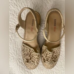Womens Jeanne Beker “Ella” Wedge Espadrilles Lace/Crochet Size 9M